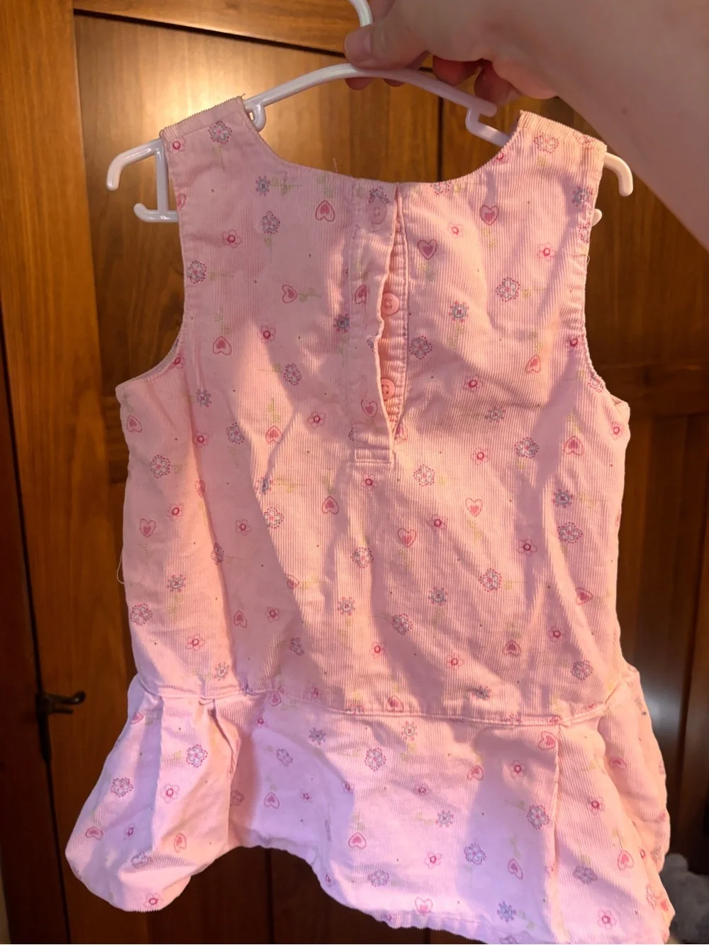 Vintage Carter’s Pink Corduroy Floral Heart Jumper Dress | 18M